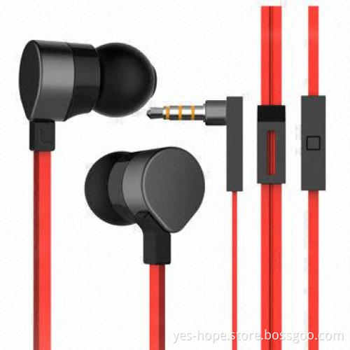 Flat cable metal earphone with mic